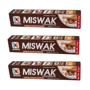 Set Of 3 Miswak Toothpaste 6.5oz 100% Fluoride Free Natural Organic Toothpaste